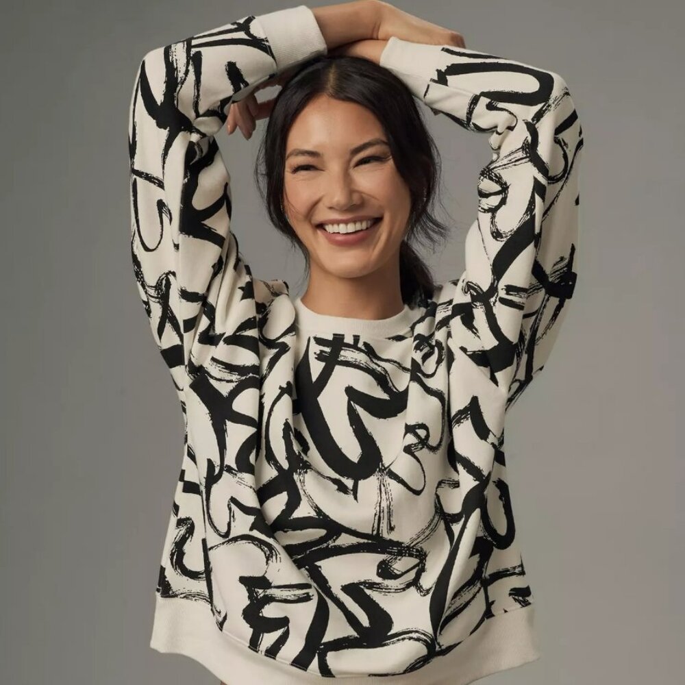 Maeve Heart Printed Sweatshirt